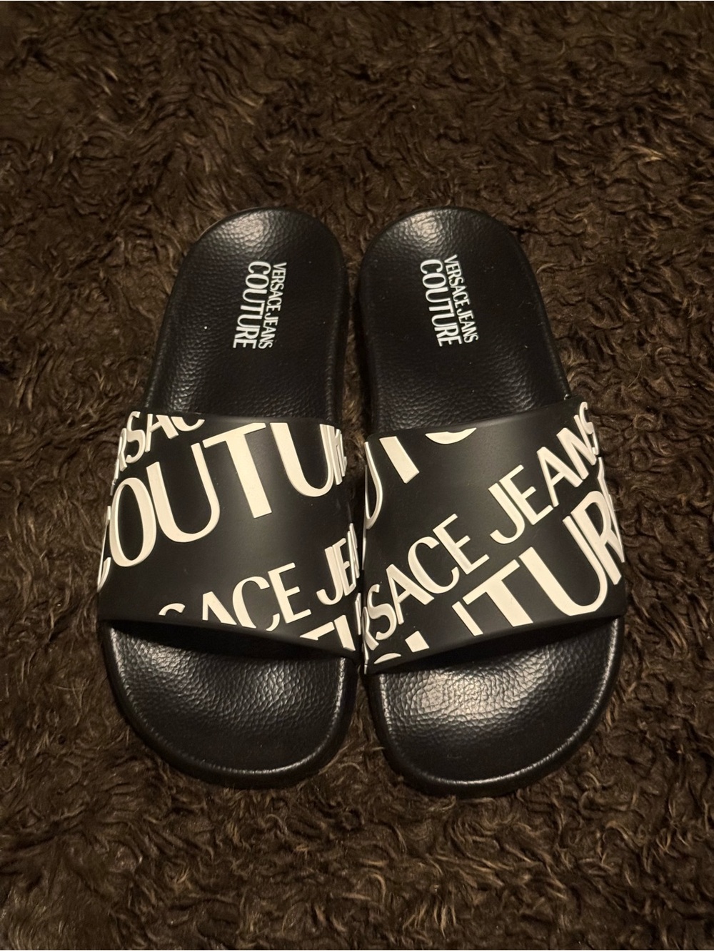 Versace Jeans Couture Black Logo Slide Sandals